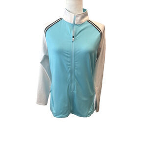 FJ FootJoy Golf Performance Jacket Women's Full Zip Aqua & White Size Medium